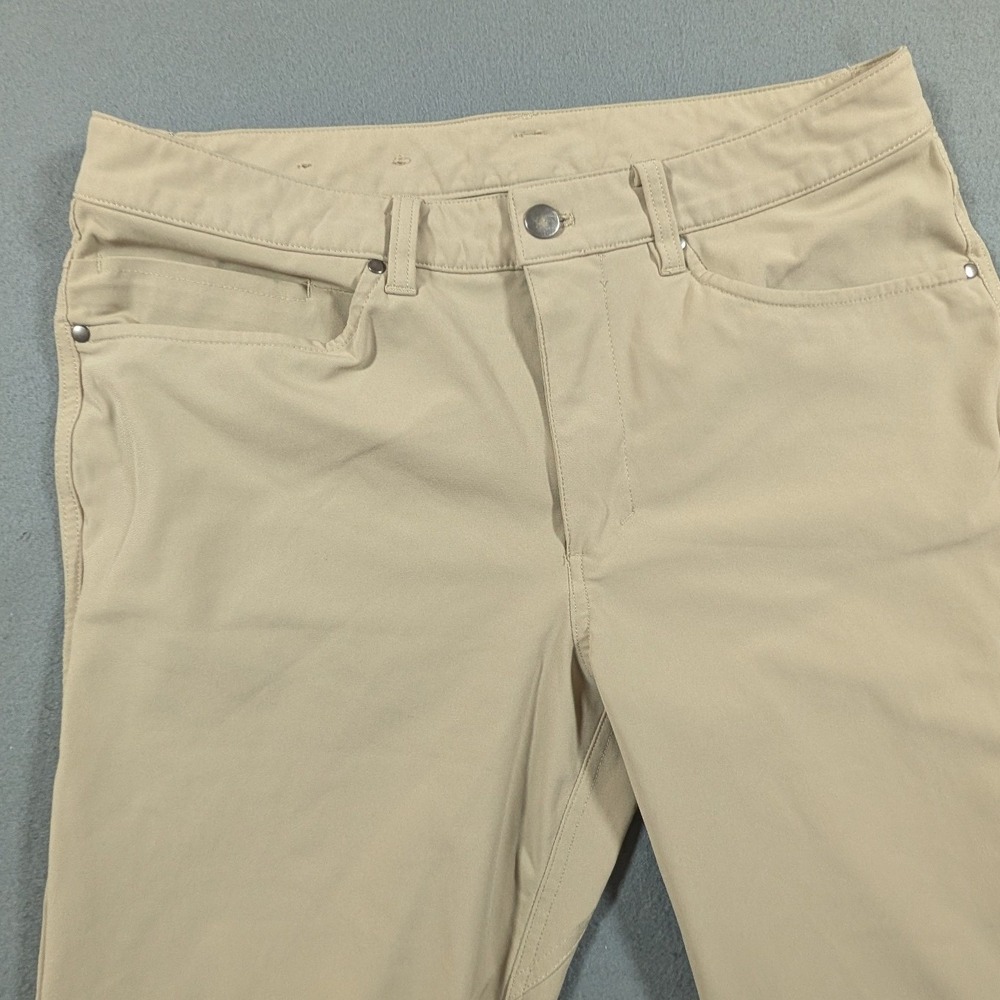 Lululemon Commission Pants Mens Size 32 Khaki Slim Fit Casual Trousers